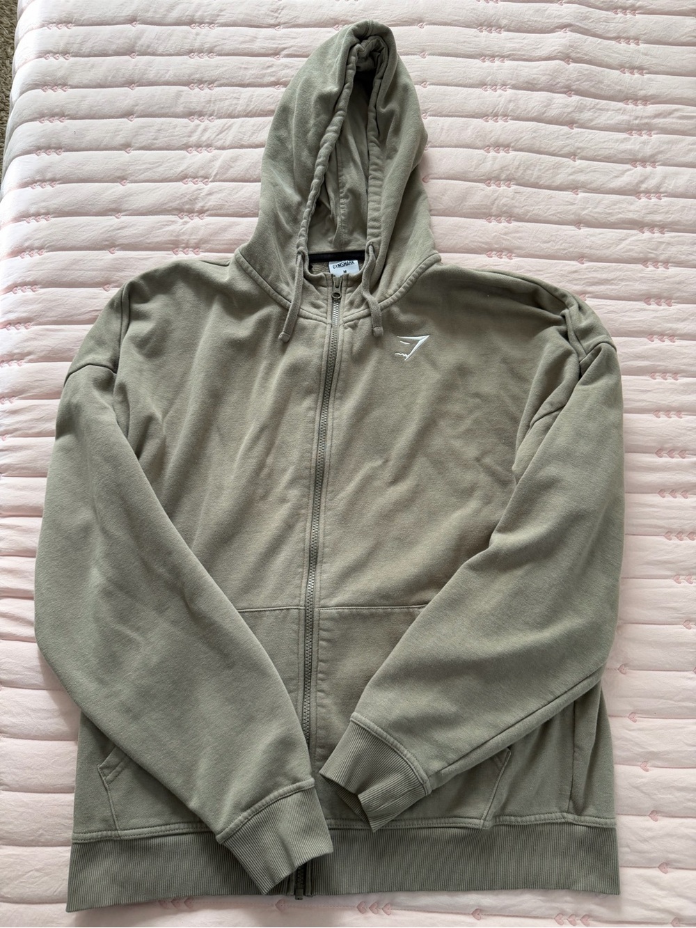 Gymshark Crest Oversized Full Zip Hoodie Linen Brown